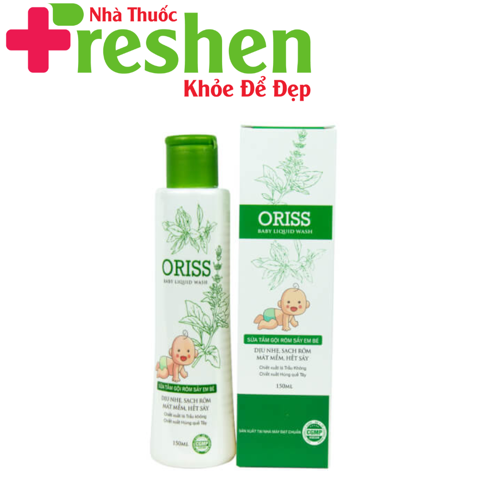 Sữa tắm gội cho bé ngừa rôm sẩy nhẹ dịu không cay mắt ORISS BABY