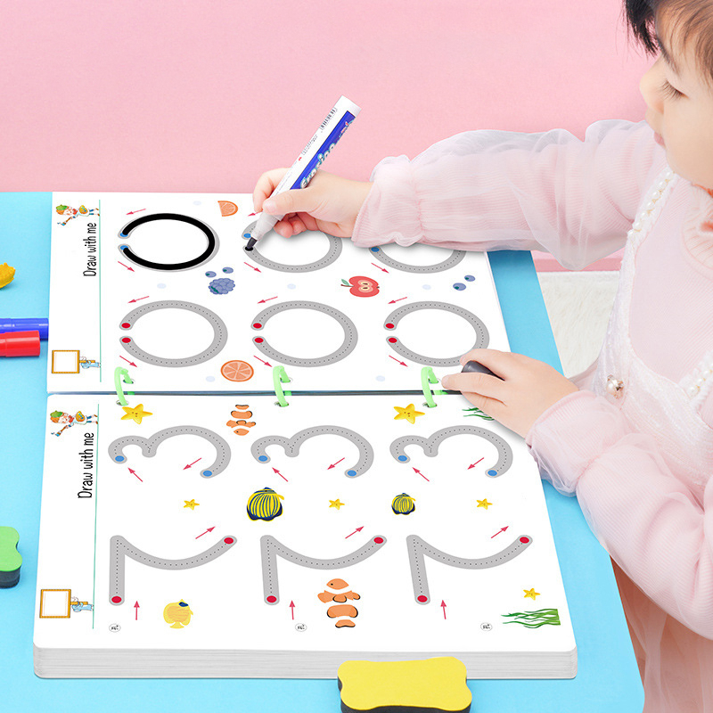 Đồ chơi giáo dục sớm Montessori Bé tập tô vẽ thông minh xóa được 64 trang