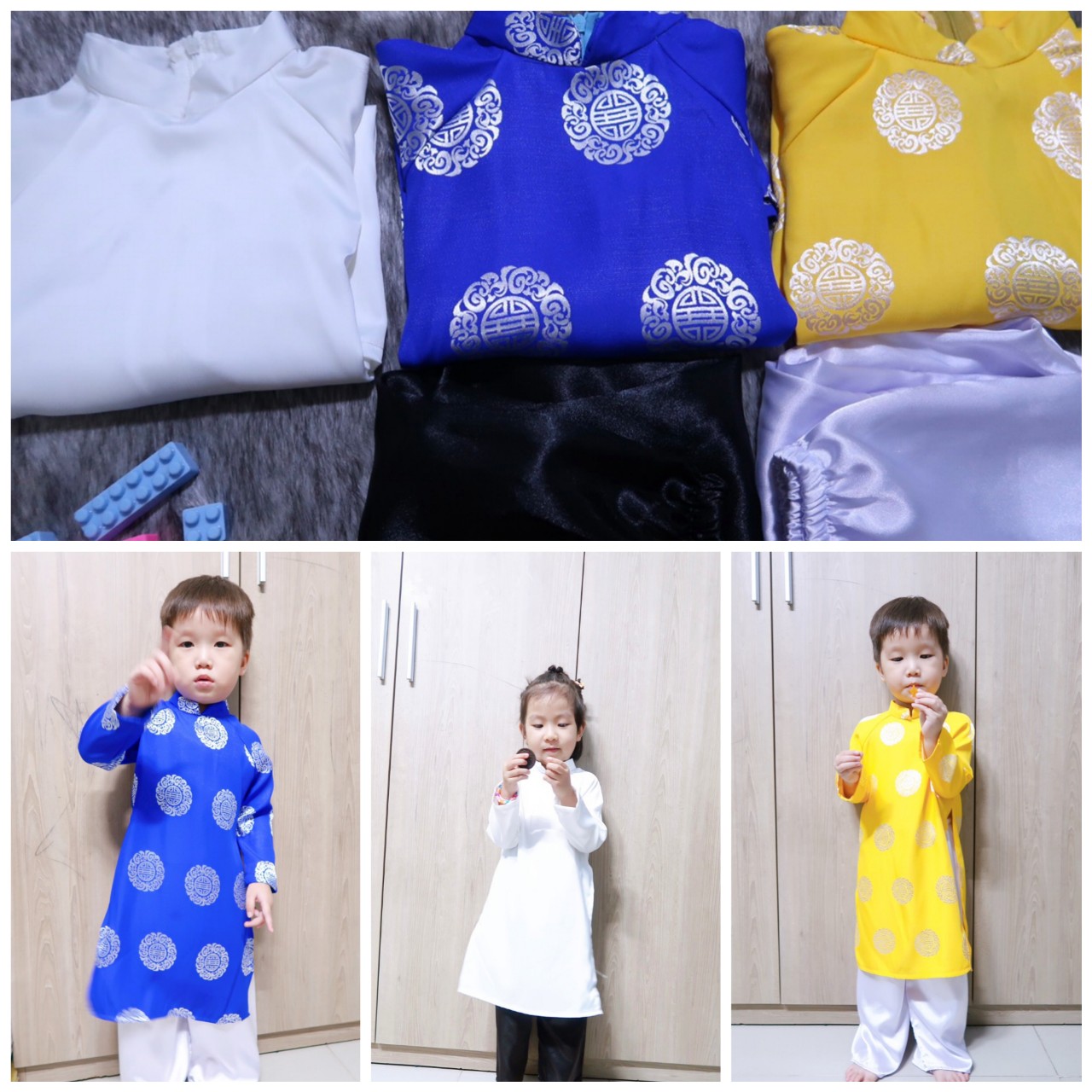 Bộ áo dài gấm Thái Tuấn cho bé từ 1- 8 tuổi