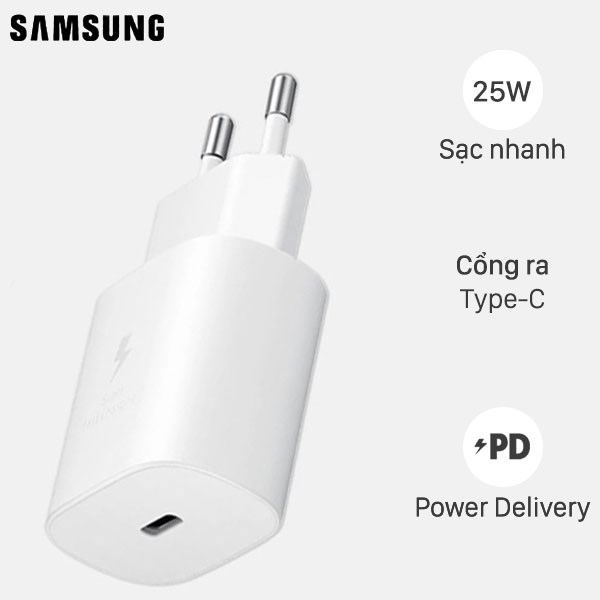 Củ sạc, cáp sạc type c - type c pd 25w samsung ep-ta800