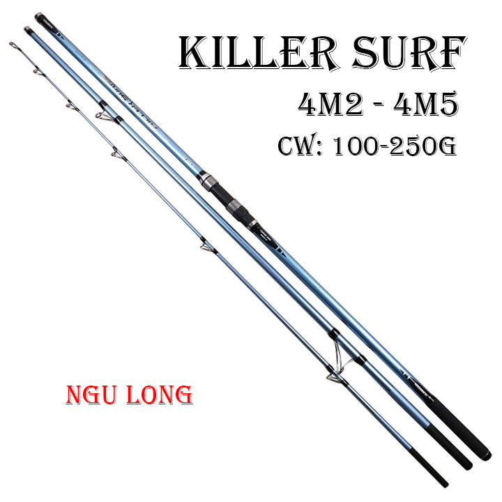 Cần câu - cần câu cá ba khúc killer surf 4m2 - 4m5, cần câu lục, câu tra ,cần câu lục xa bờ độ cứng bx