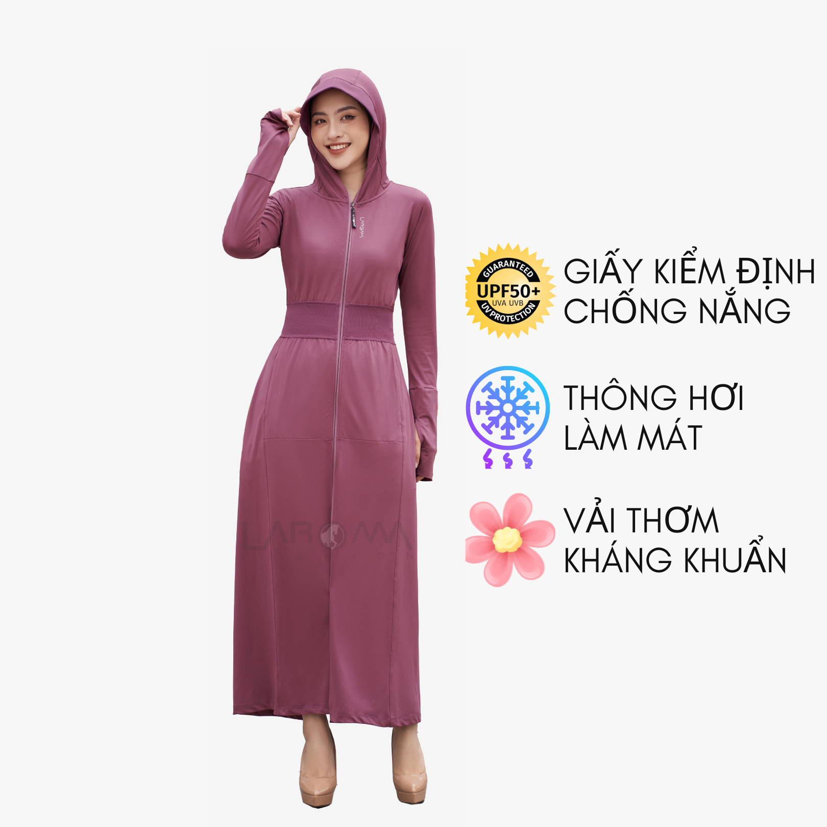 LAROMA Choàng chống nắng nữ 1 lớp UPF50+ | Làm mát | Vải thơm | Kháng khuẩn
