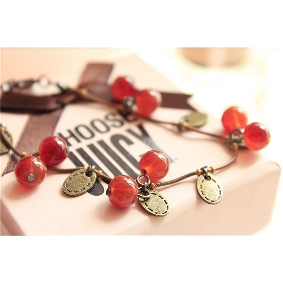 Vòng tay rua quả vòng tay hạt cherry vòng tay quả lắc tay dễ thương thời trang