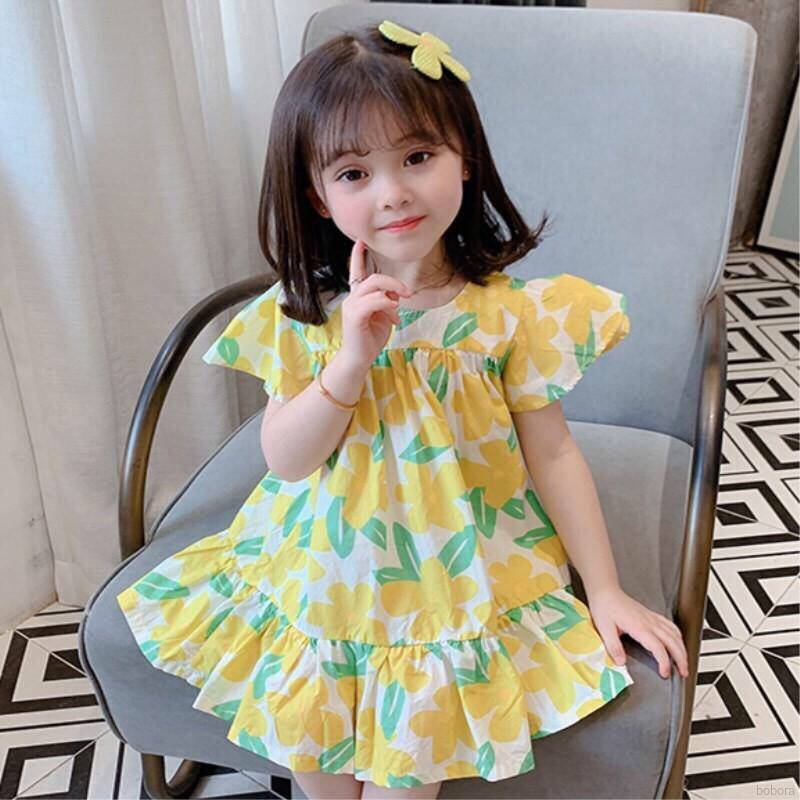 Váy hoa cho bé gái chất đũi tơ mềm mát qate724