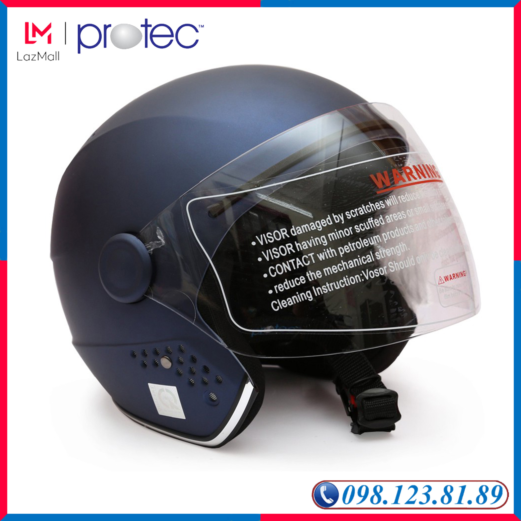 Mũ Bảo Hiểm Phượt, Mũ Bảo Hiểm 3/4 Có Kính Protec ViVa, An Toàn, Thon Gọn, Đẹp Mắt - PROTEC HELMET