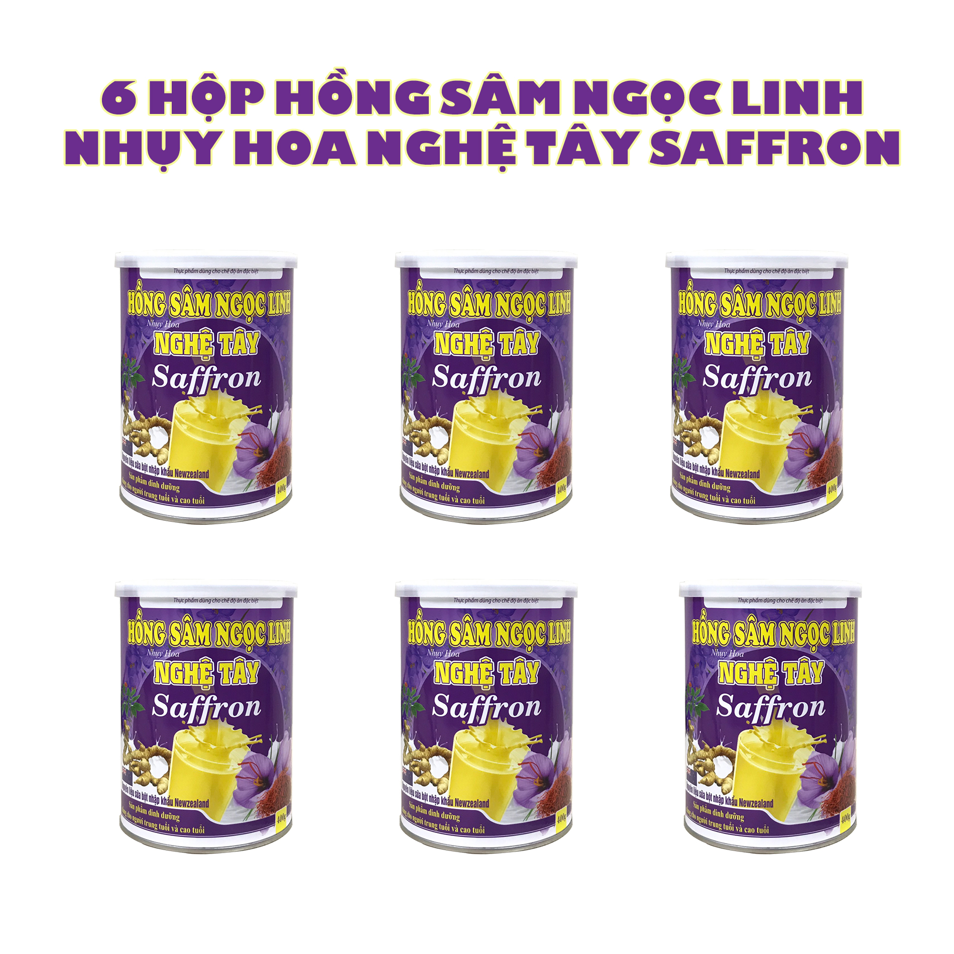 6 Hộp Hồng Sâm Ngọc Linh Nhụy Hoa Nghệ Tây 400g