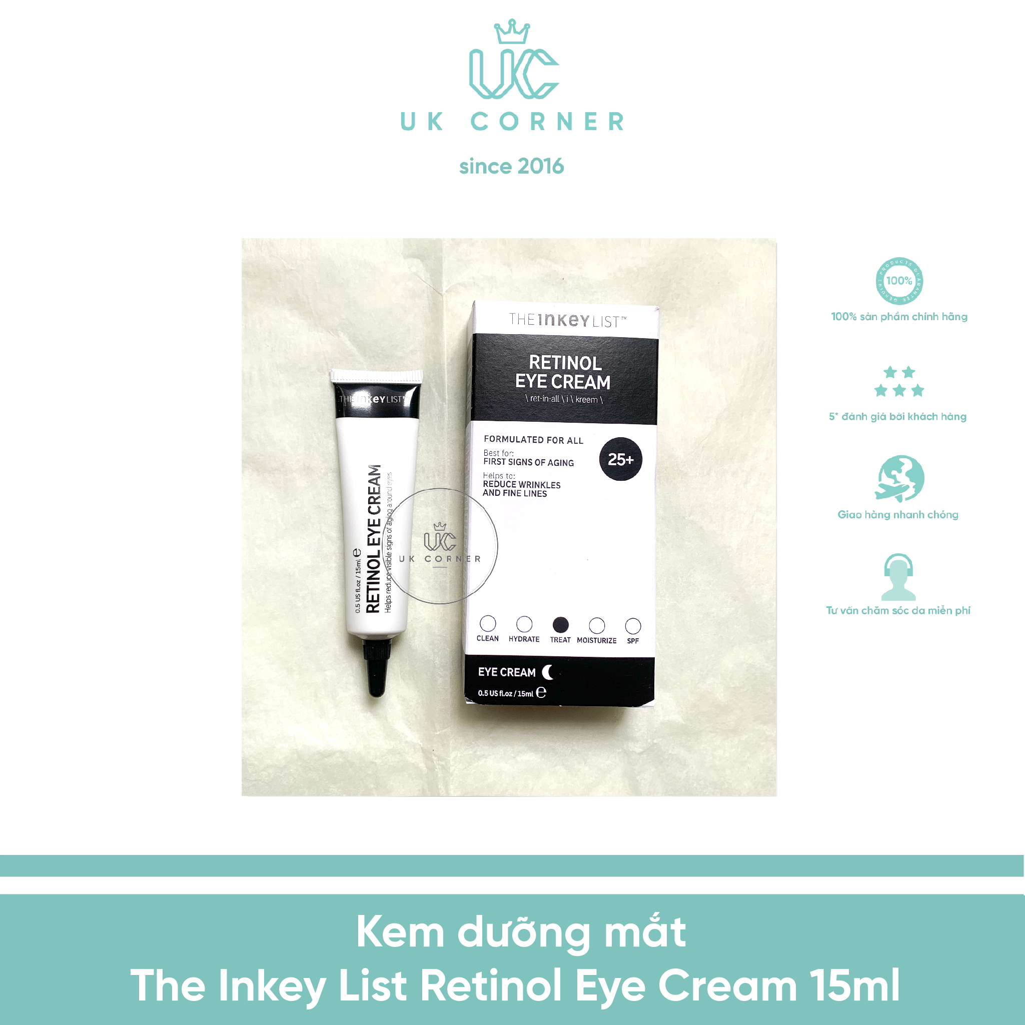 Kem mắt chống lão hoá The Inkey List Retinol Eye Cream