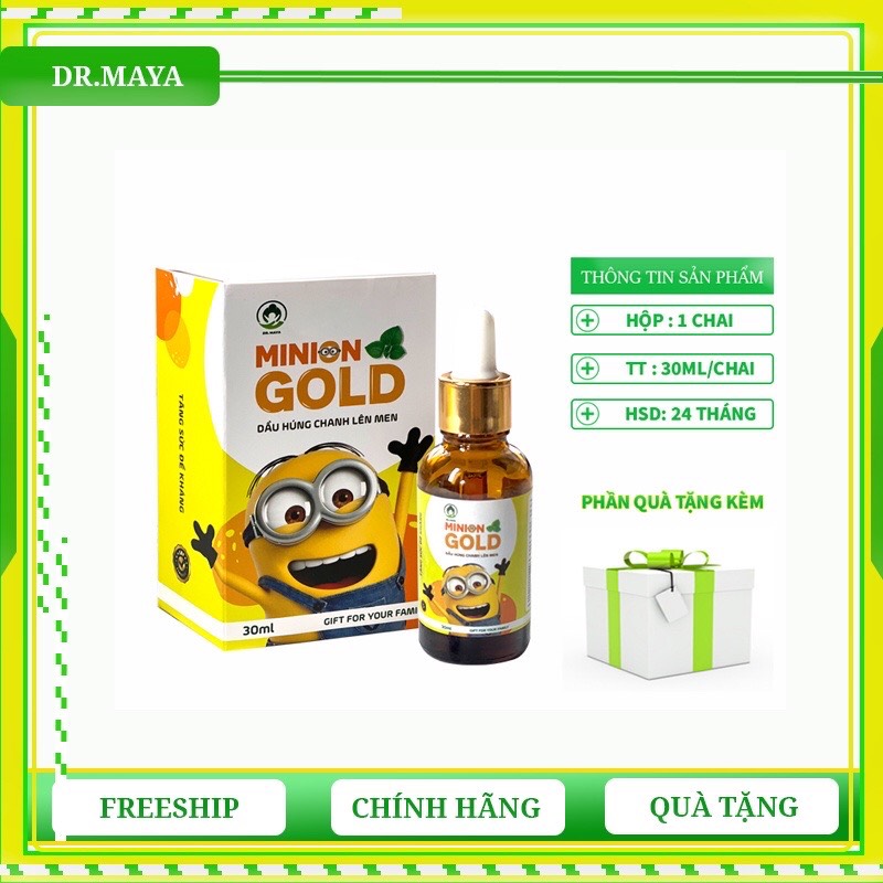 Dầu húng chanh lên men MINION GOLD 30mL - Hàng chính hãng - Freeship [HSD: 03/2024] chiết lạnh tự nhiên, hỗ trợ phòng ngừa ho khàn, sổ mũi nghẹt mũi ở trẻ