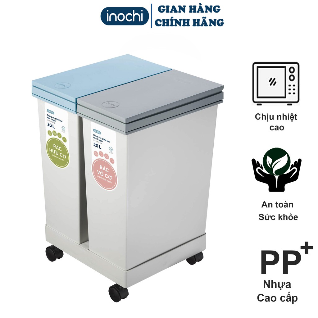 Thùng rác thông minh HIRO INOCHI 2 Ngăn bấm nút tự động mở nắp phân loại rác cho phòng khách, phòng ngủ,vệ sinh RAPL2