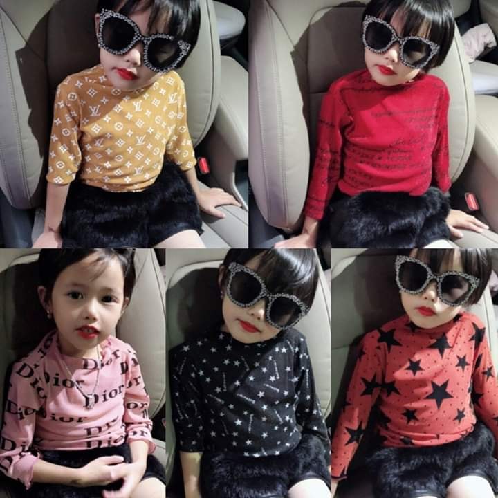 Set áo thu đông cổ 3 phân cho bé gái
