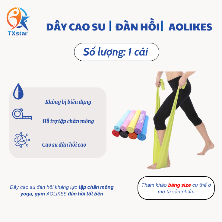 Dây cao su đàn hồi kháng lực tập chân mông yoga, gym AOLIKES đàn hồi tốt bền