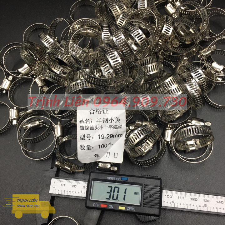 Túi đai siết quai nhê inox 100 cái  Đai xiết ống các loại inox siết cổ dê cỡ 19 X 29mm