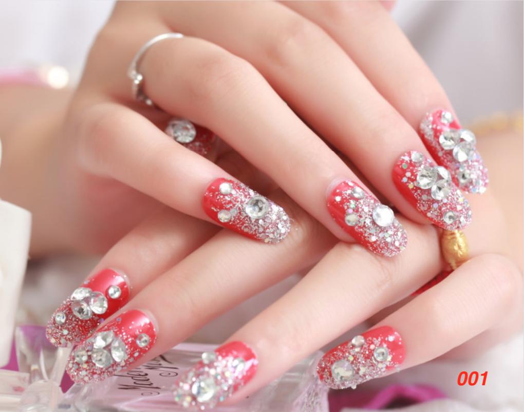 Móng tay xinh vỉ 24 nail hoa nổi sẵn keo