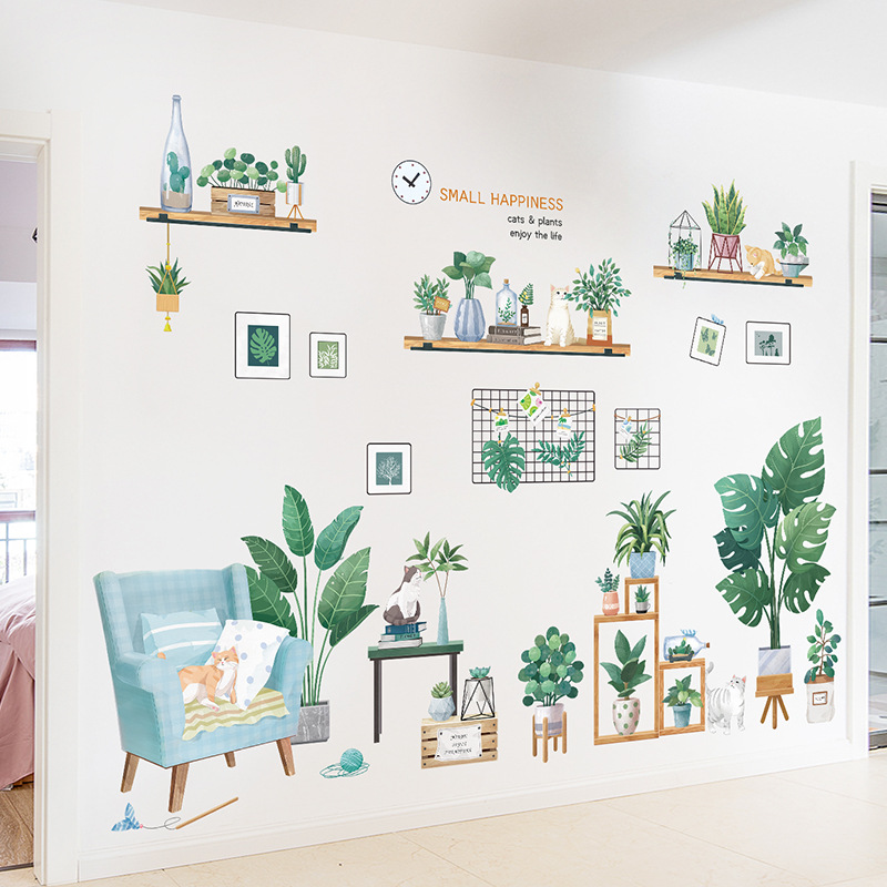 Sticker giấy dán tường decal dán tường mẫu hoa lá cực xinh zh028 zooyoo home decor