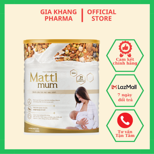 Sữa Hạt Lợi Sữa Matti Mum 100% Đạm Thực Vật Cho Mẹ Sau Sinh Đạt Chứng Nhận NON-GMO Của Hoa Kỳ – Hộp 650g