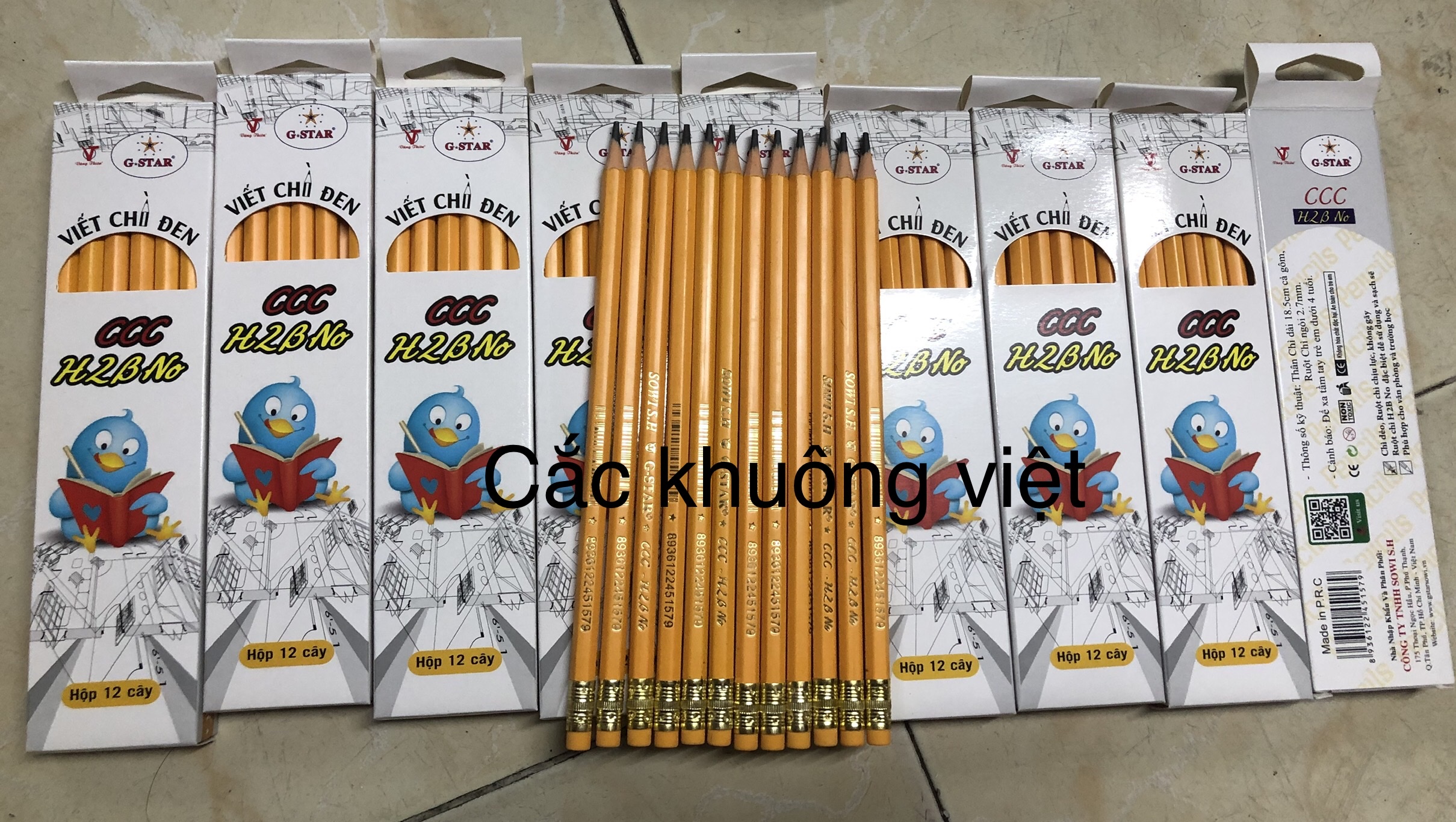 Bút chì 2B hàng chuốt sẵn hộp 12 cây