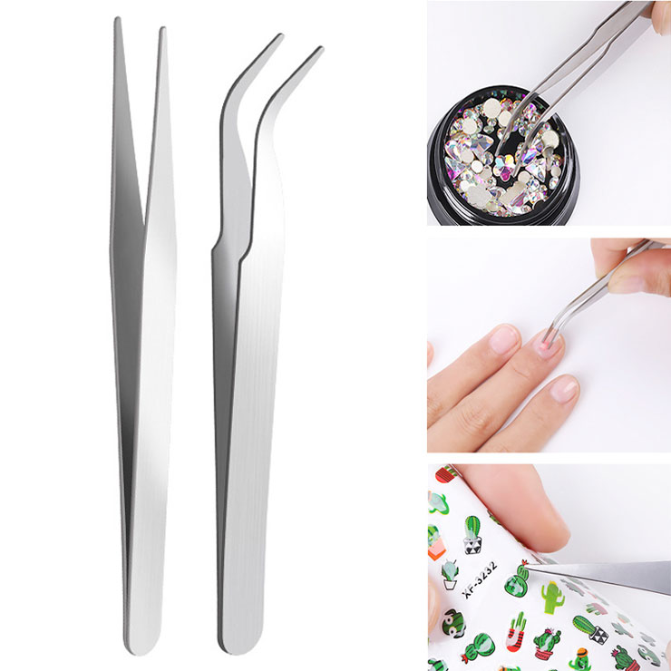 Bộ 2 Nhíp Gắp Linh Kiện Điện Tử Các Link Kiện Nhỏ Gắp Lông Yến ( 1 Cong - 1 Thẳng )
