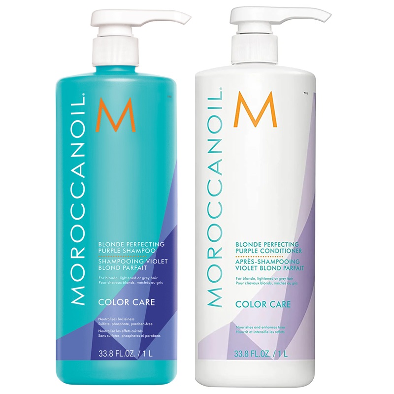 Dầu Gội Xả tím Moroccanoil Blonde Perfecting Purple Khử Sắc Tố Vàng 200ml/1000ml