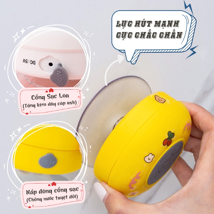 Loa Bluetooth mini Chống Nước - Loa Gắn Tường- Nhà Tắm tặng kèm miếng dán Sticker Cute - Âm thanh to