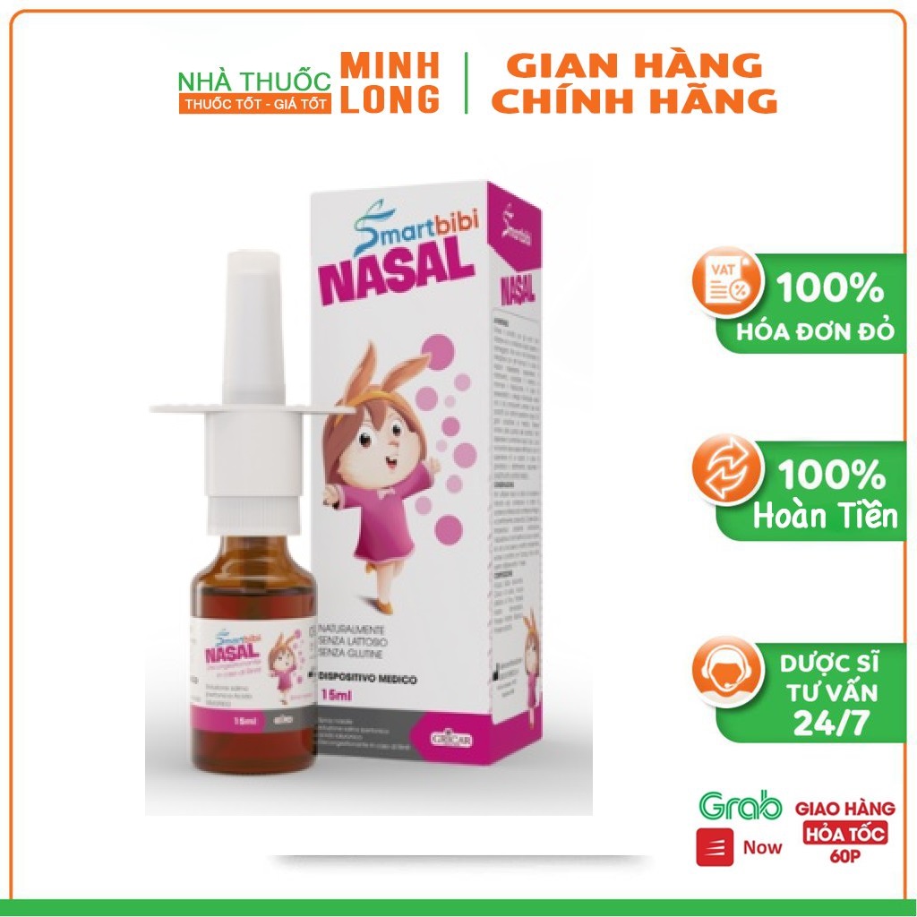Xịt mũi smartbibi nasal giúp làm sạch mũi, hỗ trợ viêm xoang, viêm mũi họng cho bé