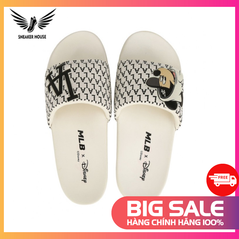 [CHÍNH HÃNG] SNEAKER-HOUSE Dép chính hãng MLB x Disney Mound Mickey Slipers LA Dodger 32SHHK011-07I
