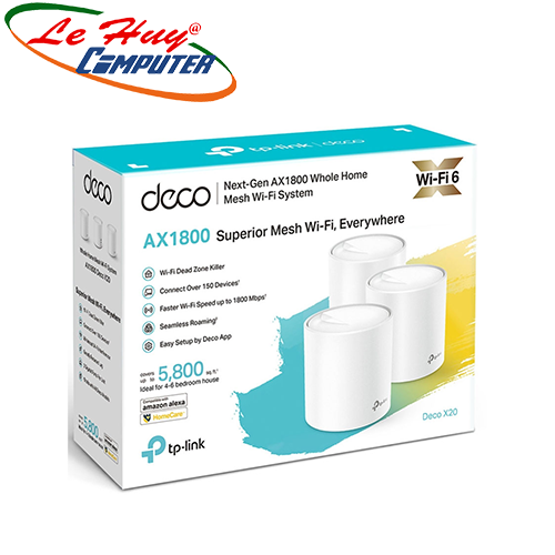 Bộ phát wifi mesh tp-link deco x20 3-pack wifi 6 ax1800
