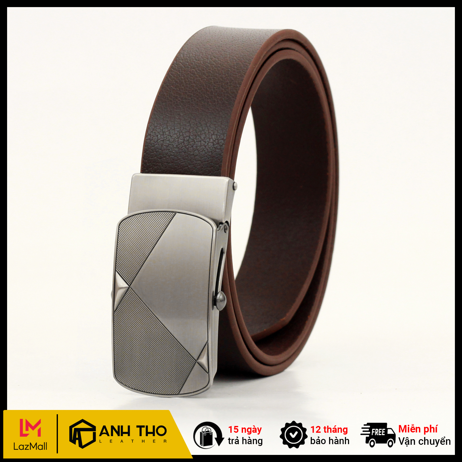 Thắt lưng nam da bò AT Leather SML-02 - Khóa lăn cao cấp
