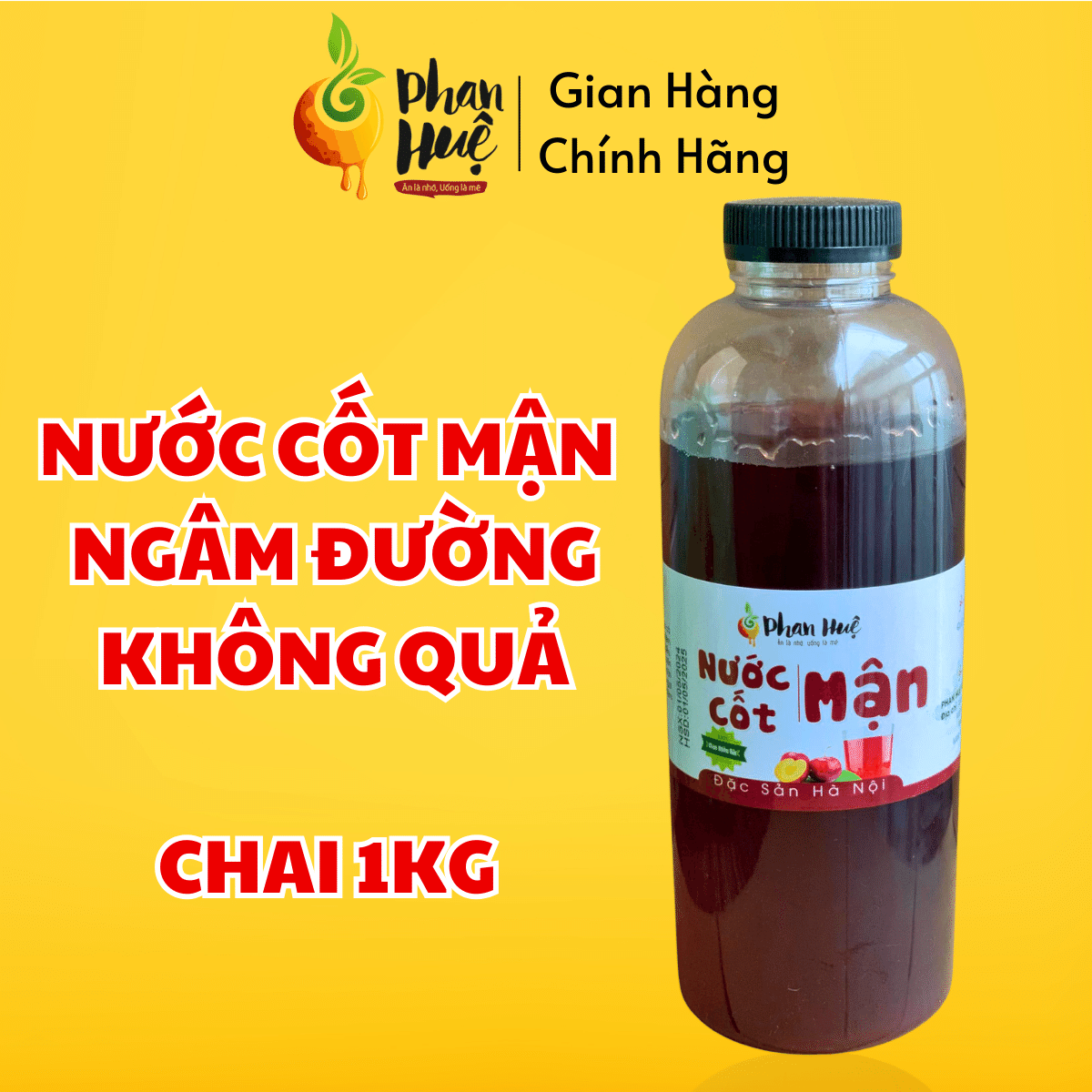 Nước Cốt Mận ngâm đường Hà Nội Phan Huệ hộp 1kg. Vị chua ngọt. Đặc sản Hà Nội Nước uống giải khát. Uống là mê