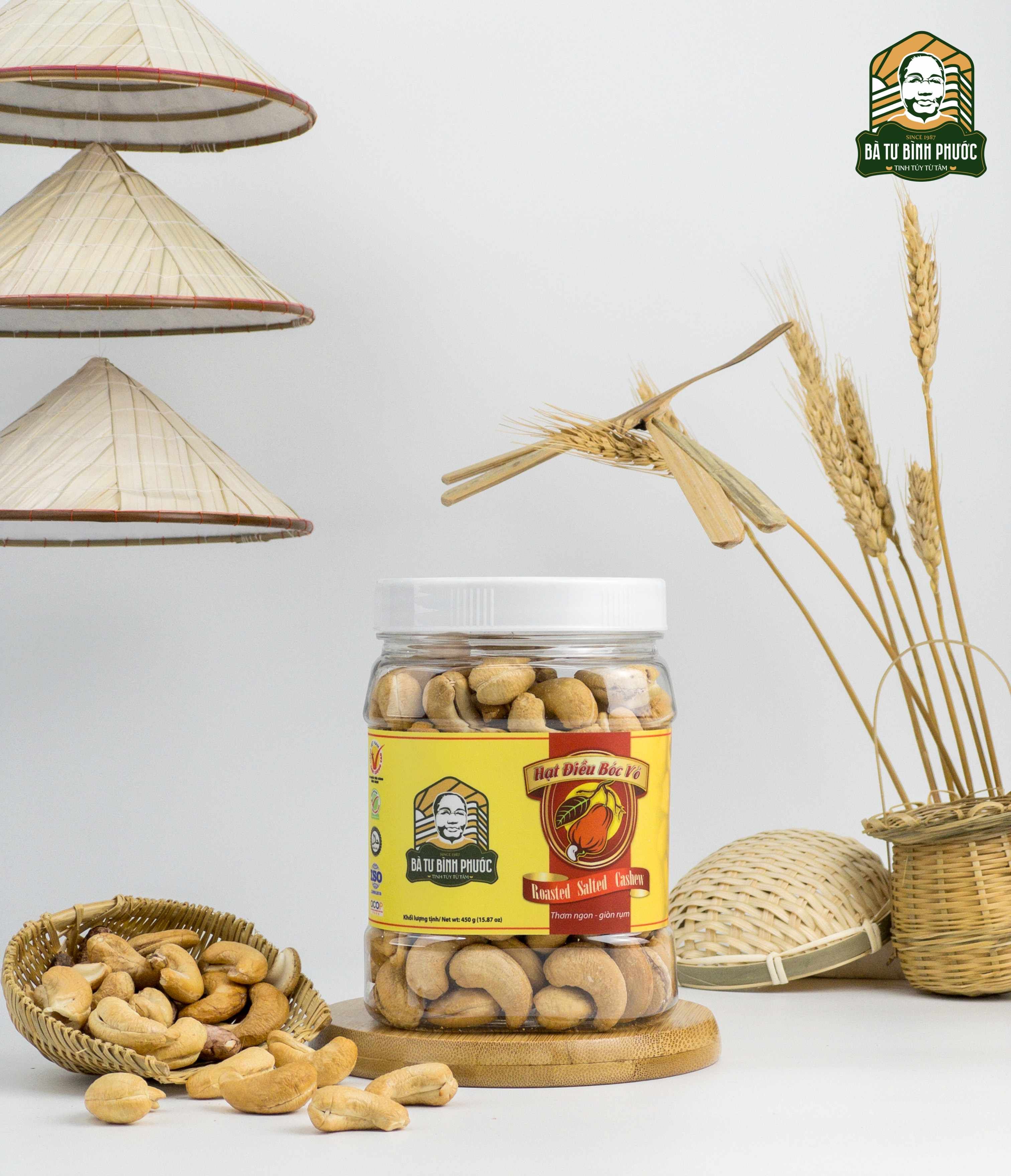 HẠT ĐIỀU BÓC VỎ LỤA RANG MUỐI HỘP 500G - BÀ TƯ BÌNH PHƯỚC