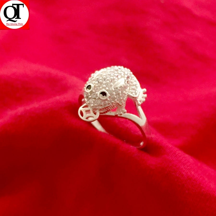 Nhẫn nữ Bạc Quang Thản, nhẫn bạc con Cóc ngậm kim tiền chất liệu bạc thật không xi mạ có thể chỉnh size tay yêu cầu, thíc hợp đeo phong thủy, thời trang – QTNU29