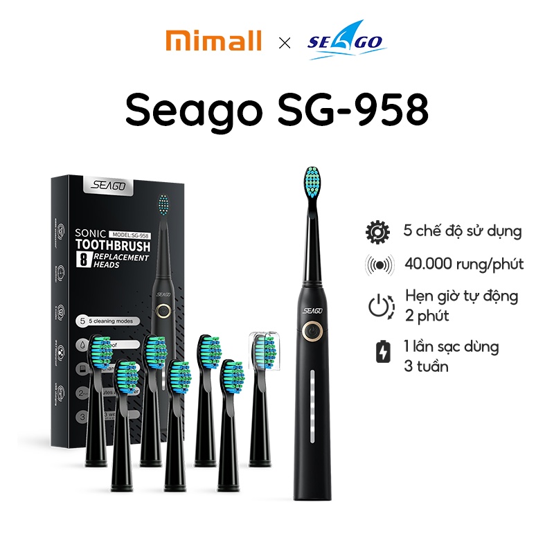 Bàn chải điện sonic thế hệ mới seago sg 958 - bảo hành 12 tháng