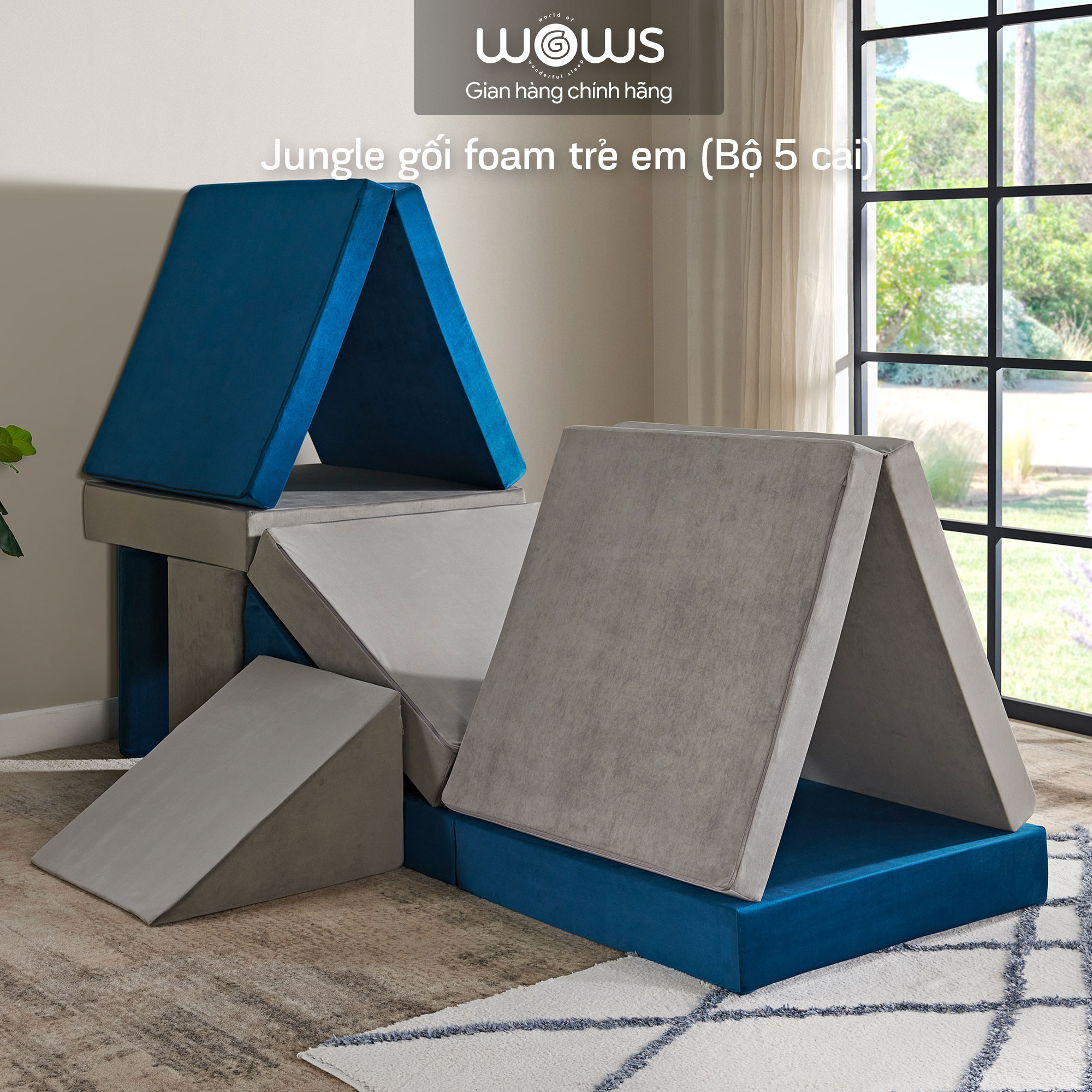 Bộ 5 gối foam WOWS Jungle ghế xếp hình trẻ em