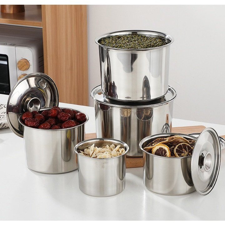 Thố inox có nắp 12cm, 14cm, 16cm, 18cm, 20cm, 22cm | thố đựng thực phẩm, gia vị, đựng thạch...