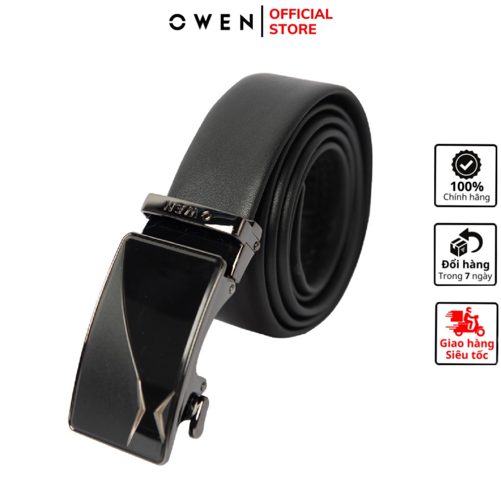 Thắt lưng da bò nam cao cấp owen belt221361 thắt lưng nam owen nịt nam mặt hợp kim đúc nguyên khối khóa trượt tự động