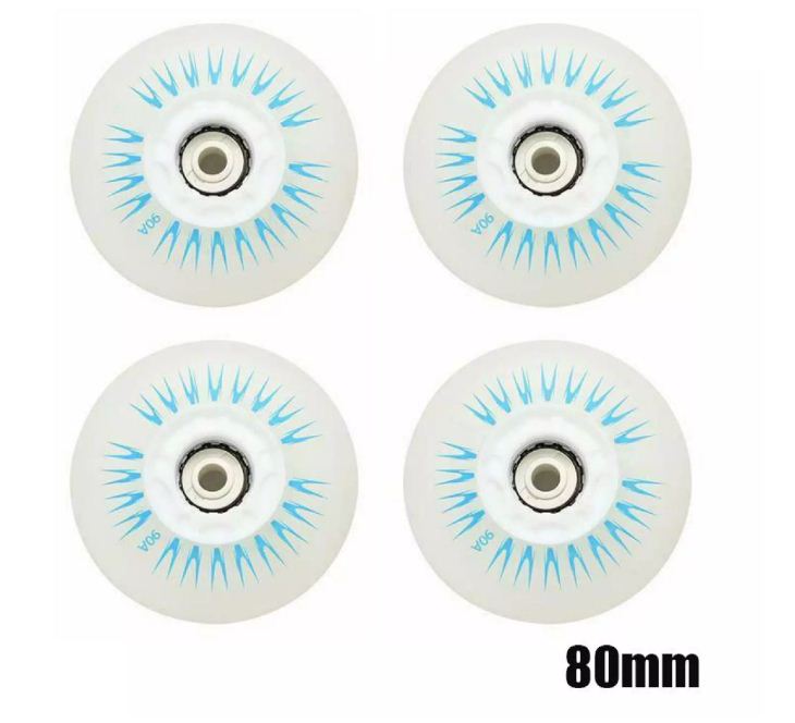 4 Chiếc Bánh Xe Trượt Patin Một Hàng Có Đèn Flash Bánh Xe Trượt Băng Đèn LED 90A, 80mm