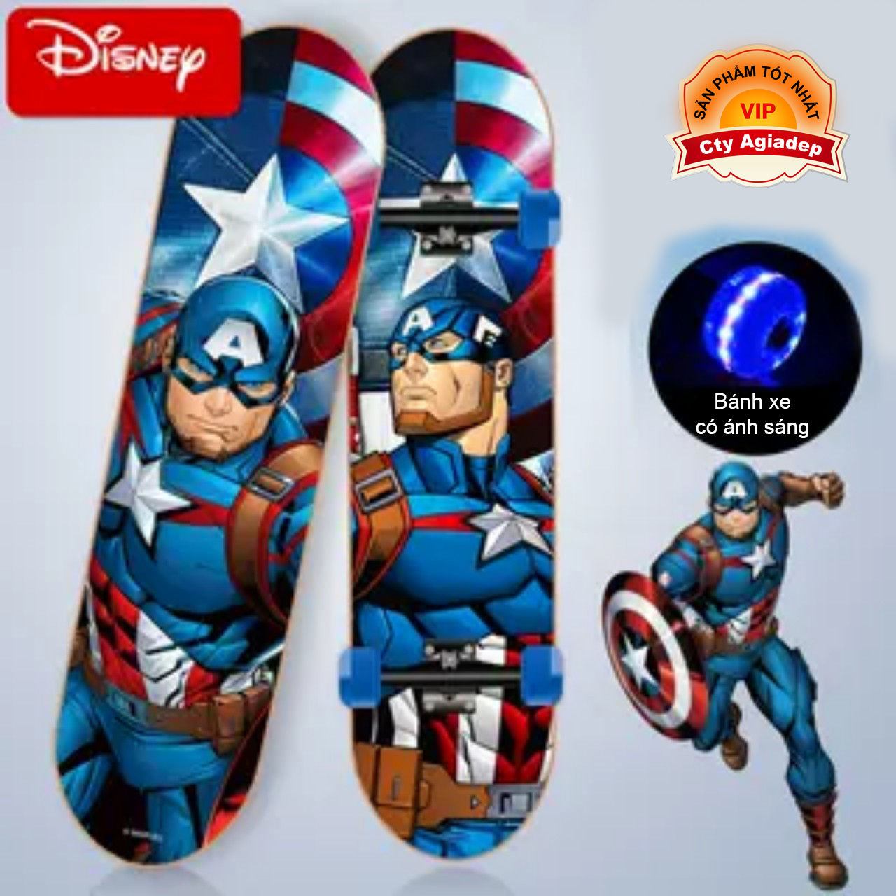 Siêu ván trượt trẻ em cao cấp USA bánh xe ánh sáng Dispney Ironman - Người sắt