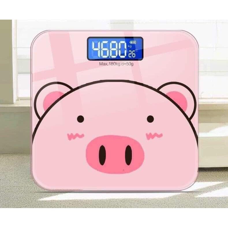 Cân Điện Tử Sức Khỏe Heo Hồng Trọng Lượng Tối Đa 180Kg Tặng Kèm Pin Để Sử Dụng, Cân Điện Tử Mặt Kính Cường Lực Sang Chảnh, Cân Sức Khỏe Cần Thiết Cho Mọi Nhà, Cân Điện Tử Cân Người, Cân Điện Tử Sức Khoẻ