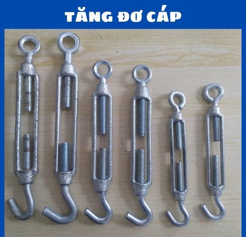 Tăng đơ dây cáp tăng cáp phi 6 tăng đơ cáp phi 10 phi 12 phi 14 phi 16 phi 18 phi 20 dùng để tăng đơ dây cáp tăng độ căng dây chất liệu tăng đơ dây cáp là thép đúc mạ kẽm chịu tải cao Cơ Khí Liên Sơn