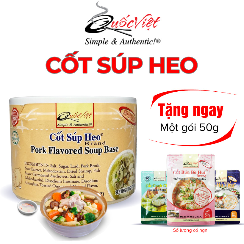 Cốt gia vị nấu súp heo quốc việt hộp 300g - nguyên liệu nấu cô đặc nhập khẩu usa