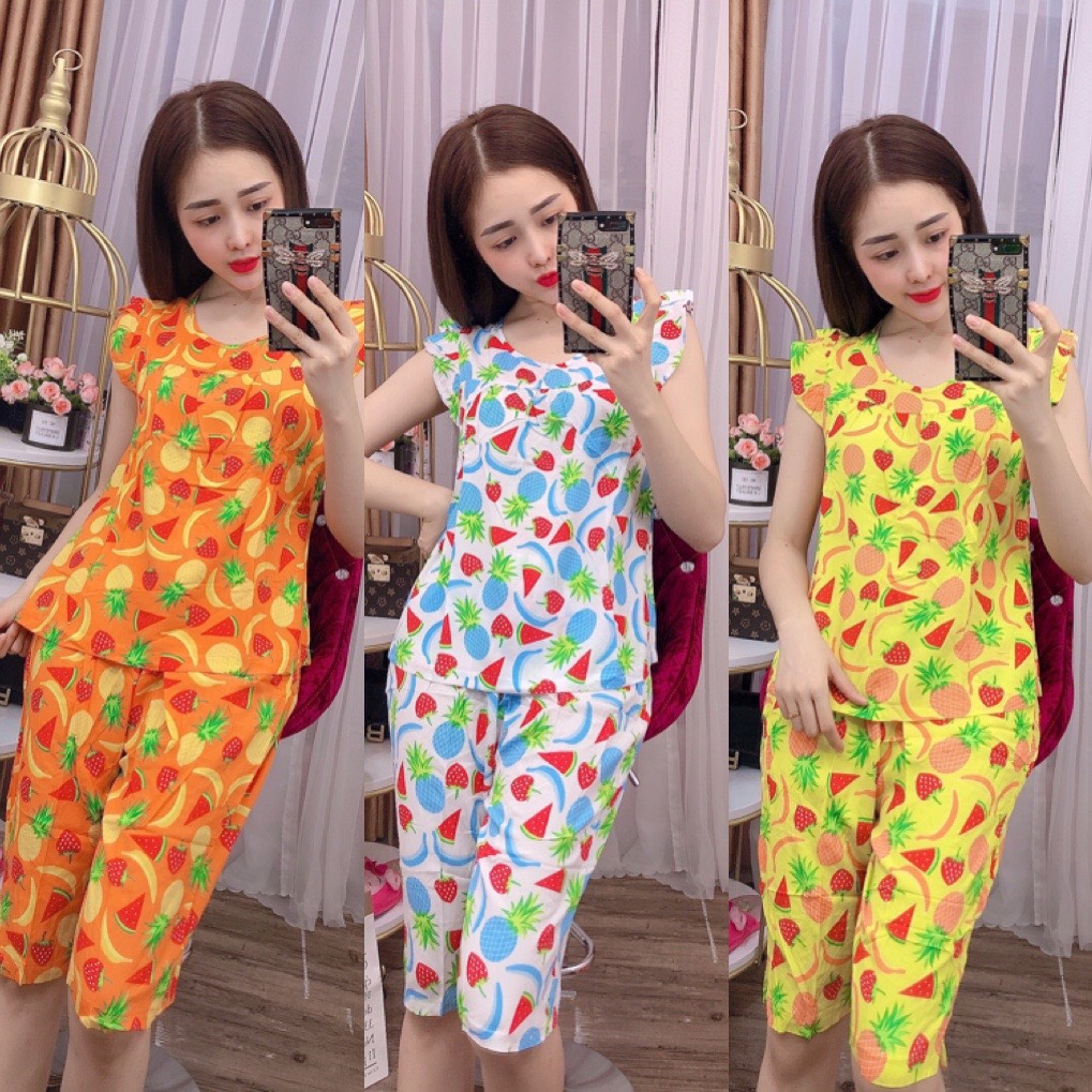 ĐỒ BỘ TOLE NỮ MẶC NHÀ HỌA TIẾT TRÁI CÂY (ẢNH THẬT KÈM VIDEO), CÓ SIZE 40-75KG - TL25