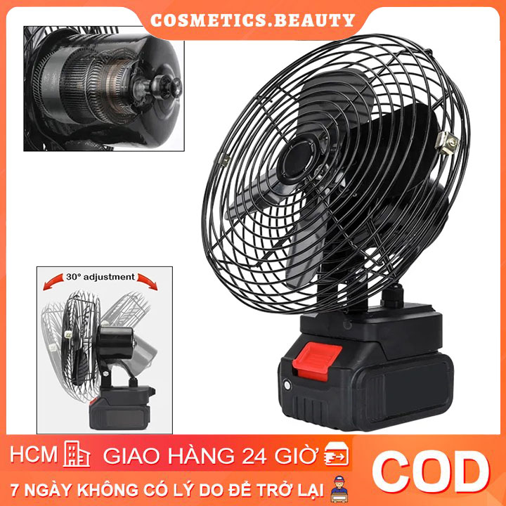  Quạt chạy pin makita 8inch; đường kính 22cm; chạy chân pin phổ thông Quạt dùng pin quạt pin mini sạc dự phòng quạt pin tích điện makita 