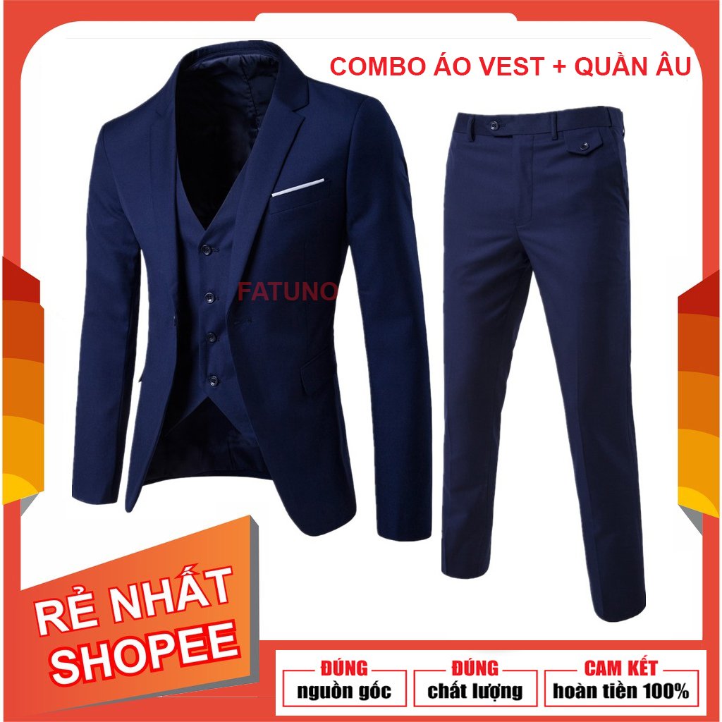 [SIÊU RẺ] Set  áo vest+quần âu nam mỏng mát soái ca dáng Hàn Quốc