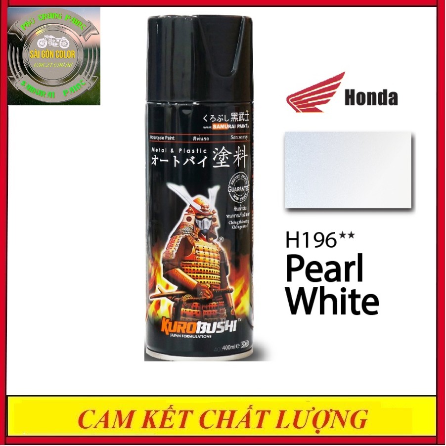 Sơn xịt xe máy samurai màu h196 màu trắng ngọc trai chai 400ml