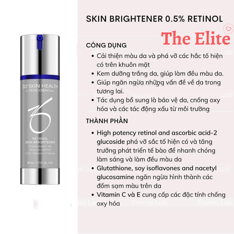Kem dưỡng chống lão hóa retinol zo skin 0.5 bản mới