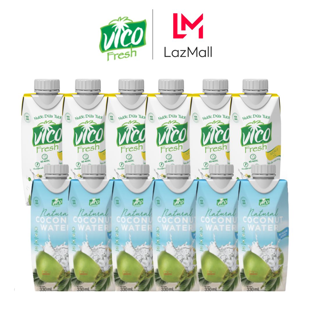 Combo 12 hộp nước dừa vico fresh 330ml - cung cấp điện giải