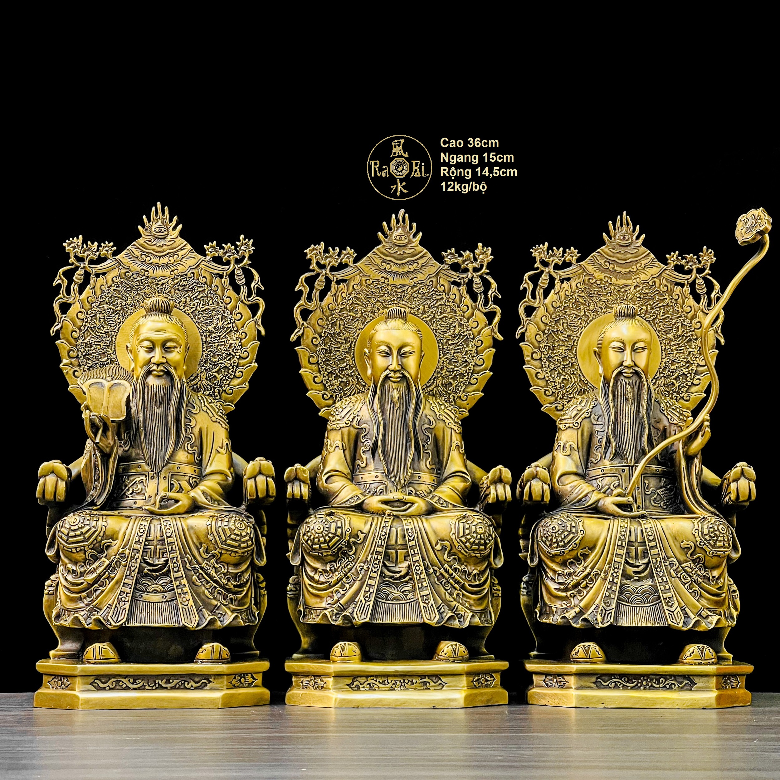 Bộ tôn tượng tam thanh - tam tiên trong đạo giáo - tượng đồng thờ cúng cao cấp - đồ đồng mỹ nghệ