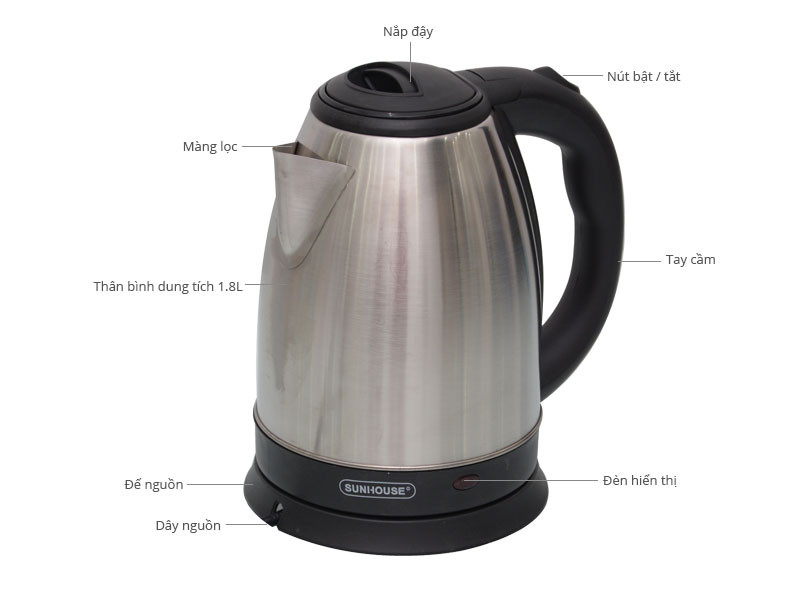 Ấm đun nước siêu tốc Rainy 1.8 Lít cao cấp