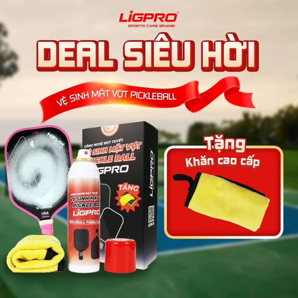 Xịt vệ sinh mặt vợt Pickleball LIGPRO 200ml TẶNG KHĂN chuyên dụng chăm sóc vệ sinh và bảo quản các loại vợt