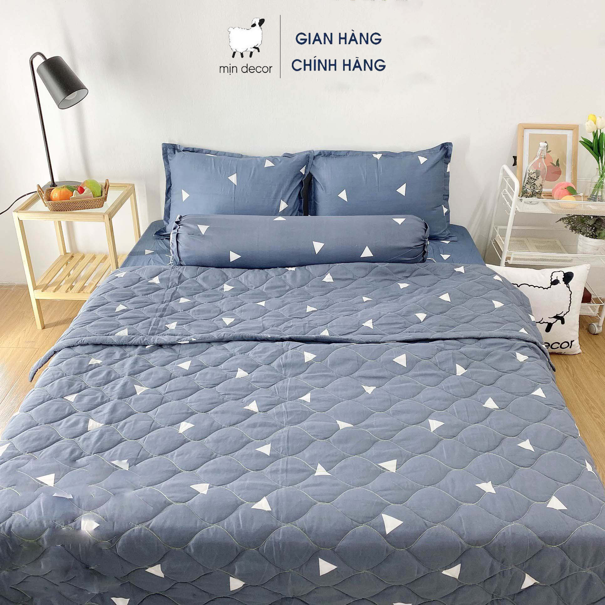 Bộ chăn ga gối Cotton 3D Mịn Decor - Bộ ga giường chăn trần bông mùa hè mềm mịn MIỄN PHÍ bo chun