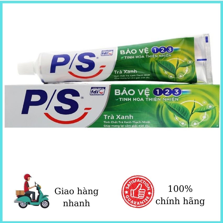 Kem đánh răng ps 123 trà xanh 190g và ps123 than hoạt tính 180g mkps01